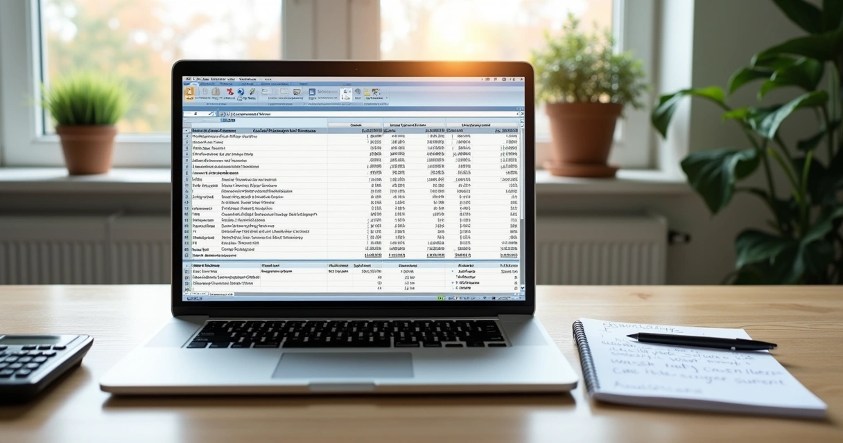 Tela de computador mostrando fluxo de caixa para microempresa 