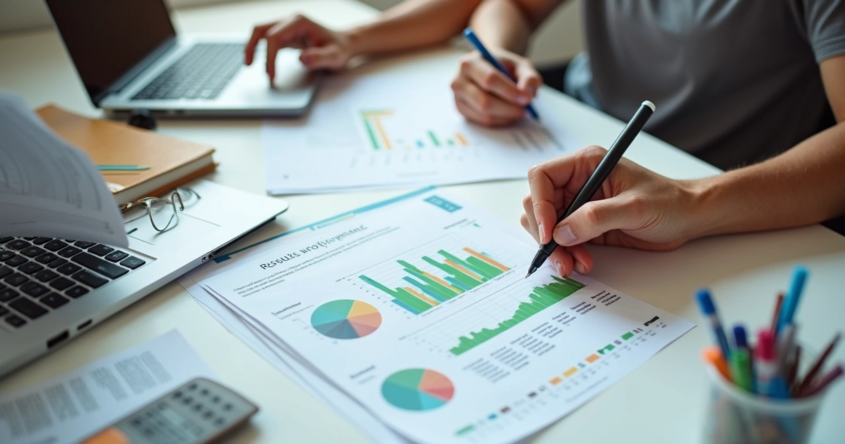 Relatório de fluxo de caixa com anotações e destaque em resultados positivos 