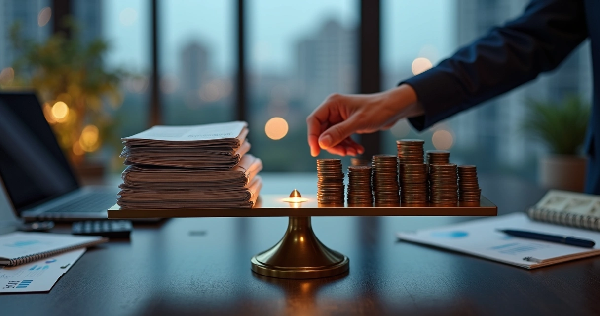 Gestor posiciona moeda em balança entre impostos e caixa da empresa 