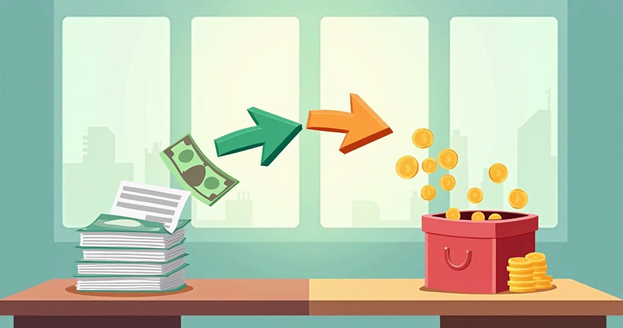 Representação visual do fluxo de caixa, mostrando entrada de vendas e saídas de despesas