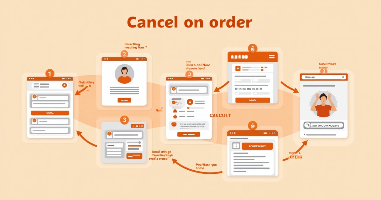 Fluxo visual de cancelamento de venda na Shopee