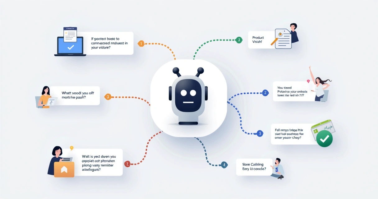 Fluxo de chatbot guiando visitantes para conversão 