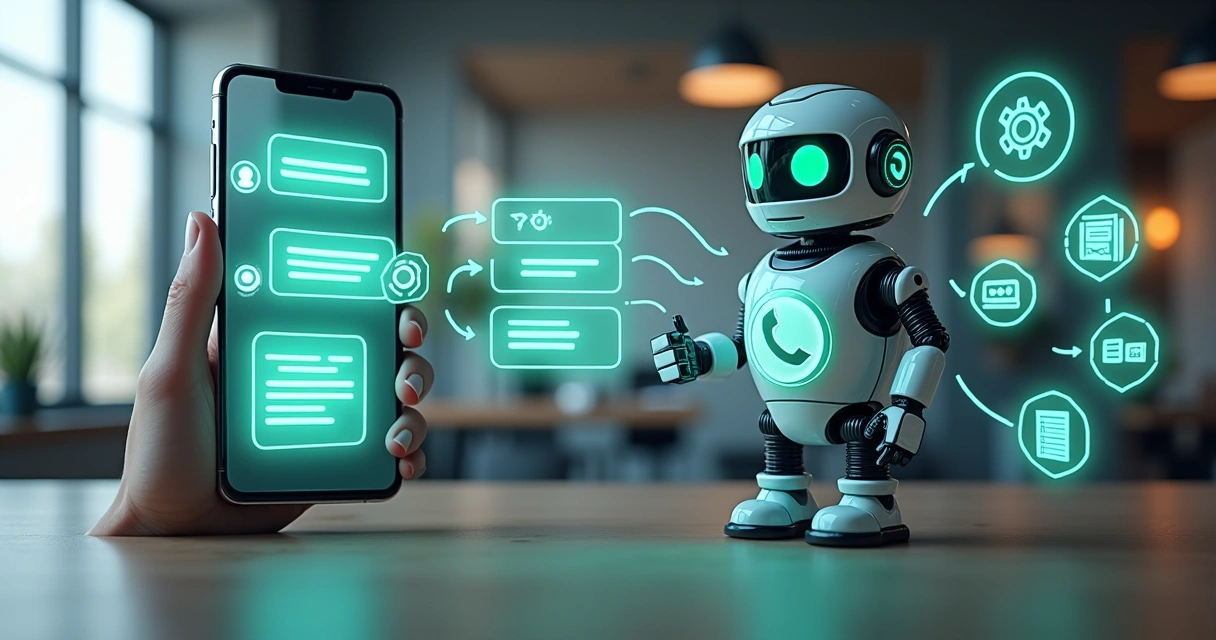 Fluxograma simples de um chatbot integrado ao WhatsApp e CRM 