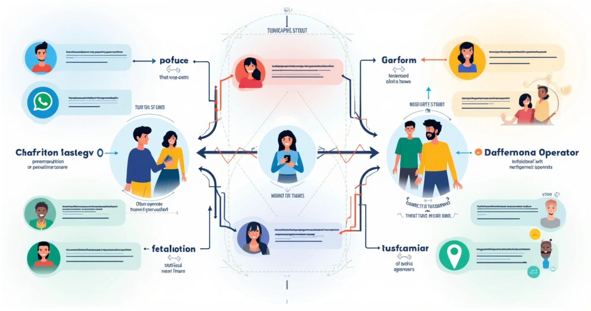Fluxograma colorido de conversa inteligente com chatbot, mostrando escalonamento para humano 