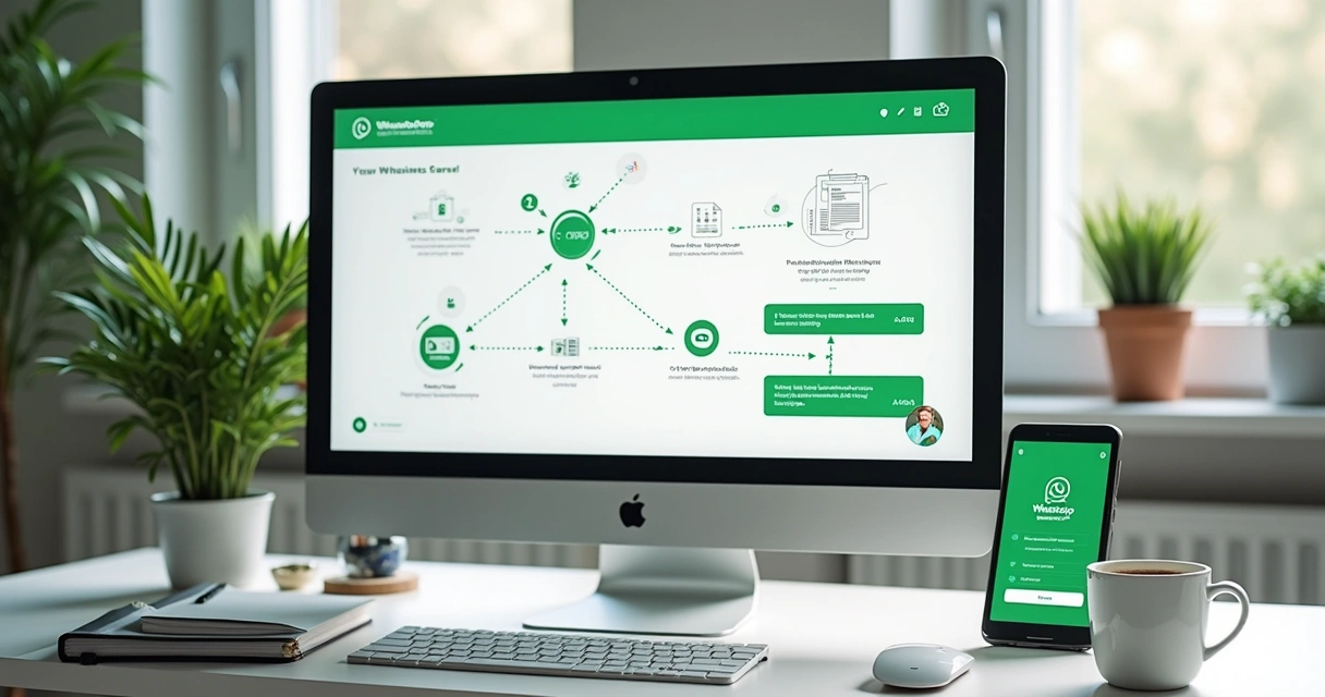 Painel com fluxo de automação no WhatsApp e integração com CRM 