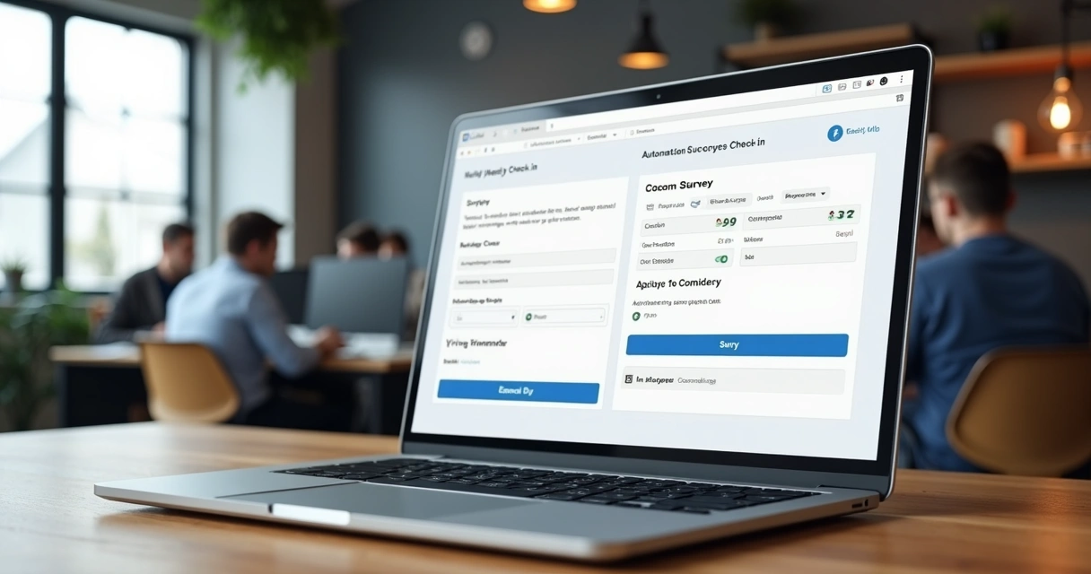 Tela de software mostrando check-in semanal automático 