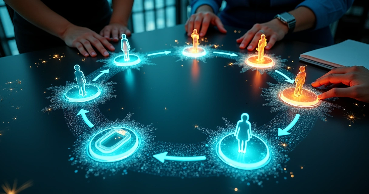 Fluxo visual do ciclo do lead em etapas ligando interesse inicial ao fechamento de vendas 