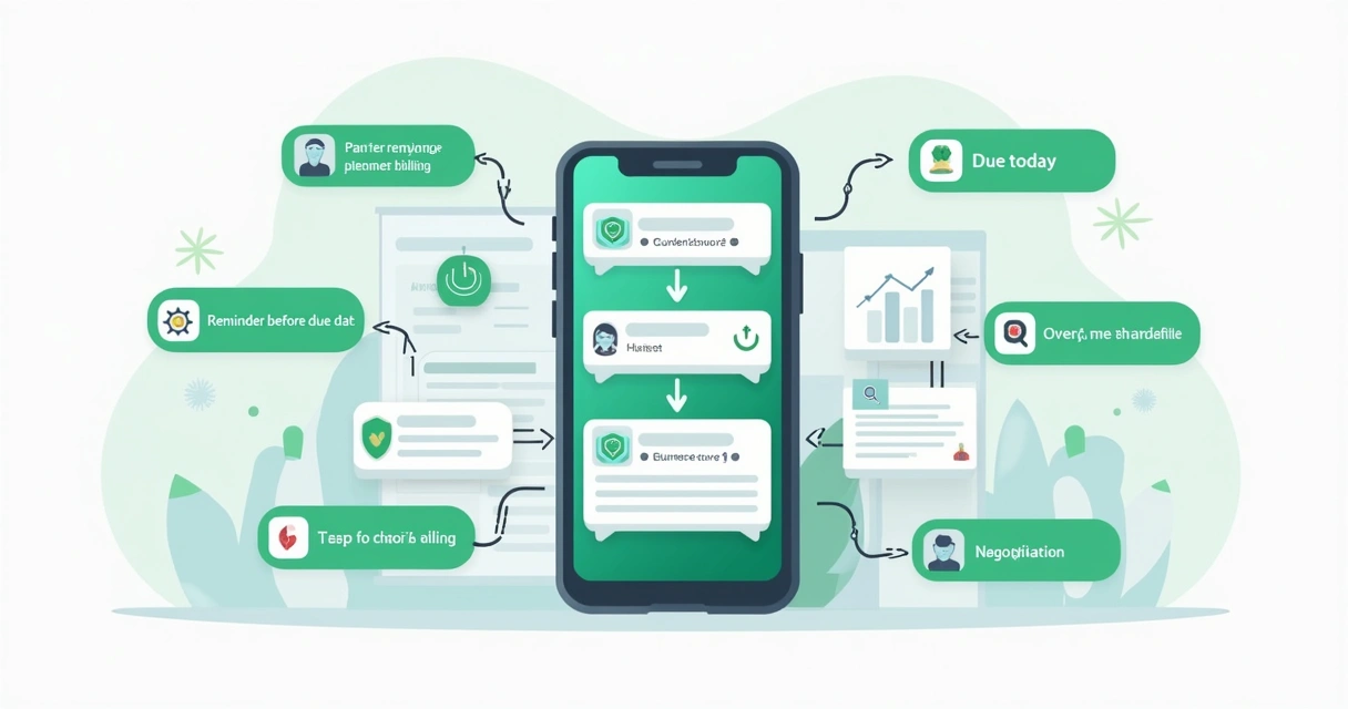 Fluxo de cobrança no WhatsApp com etapas e pagamento 