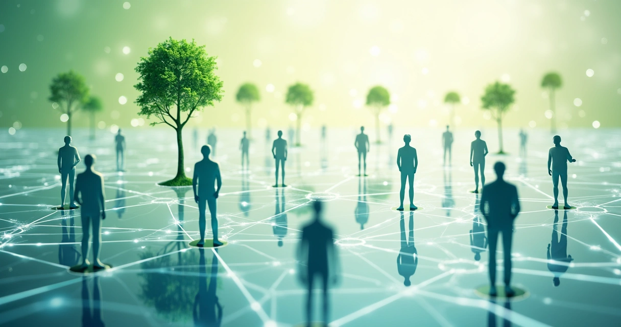 Fluxo representando conexão entre pessoas, natureza e tecnologia 