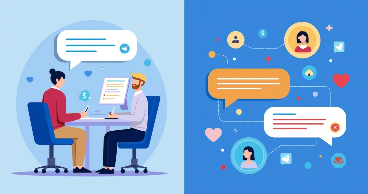Comparação visual entre dois fluxos conversacionais distintos 
