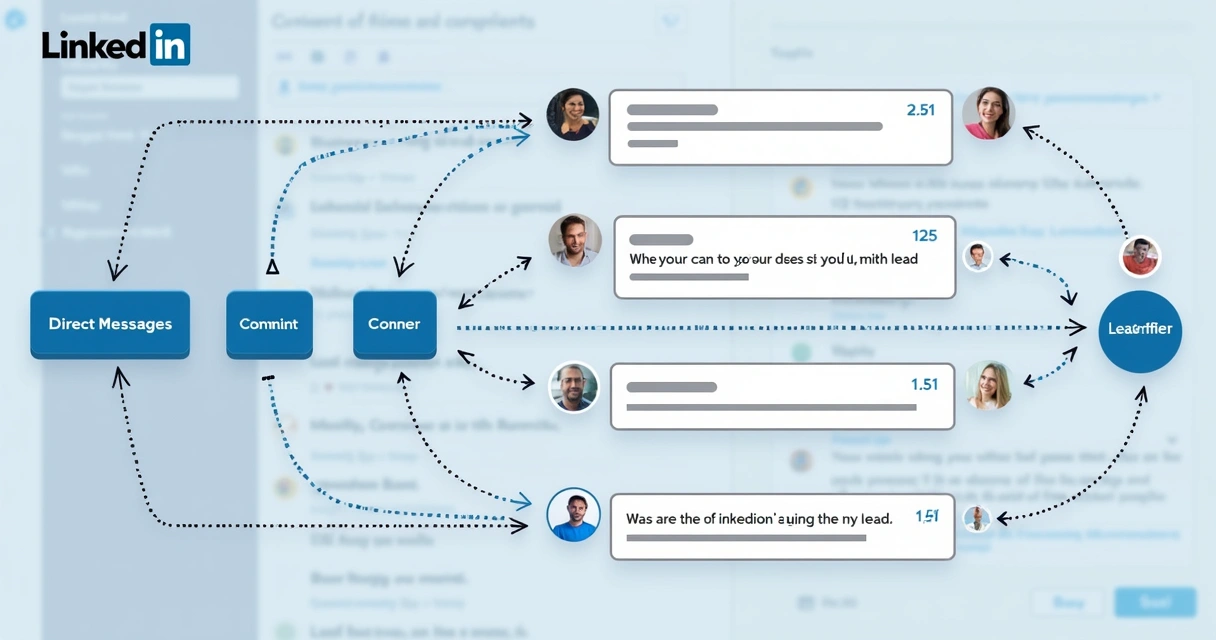 Fluxograma com mensagens entre usuários no LinkedIn