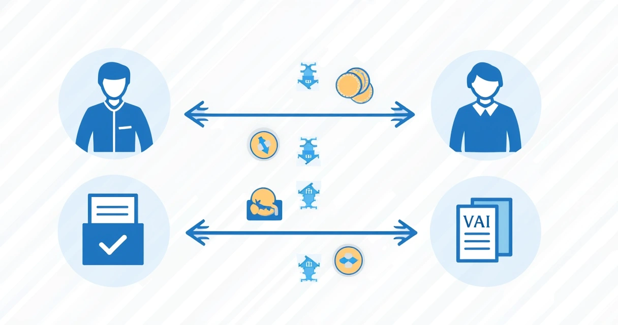 Fluxo simplificado mostrando crédito e débito de IVA 