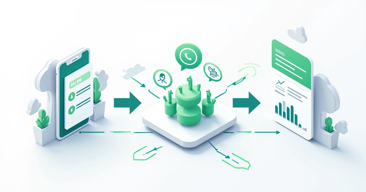 Fluxo de integração entre WhatsApp, CRM e etapas de vendas