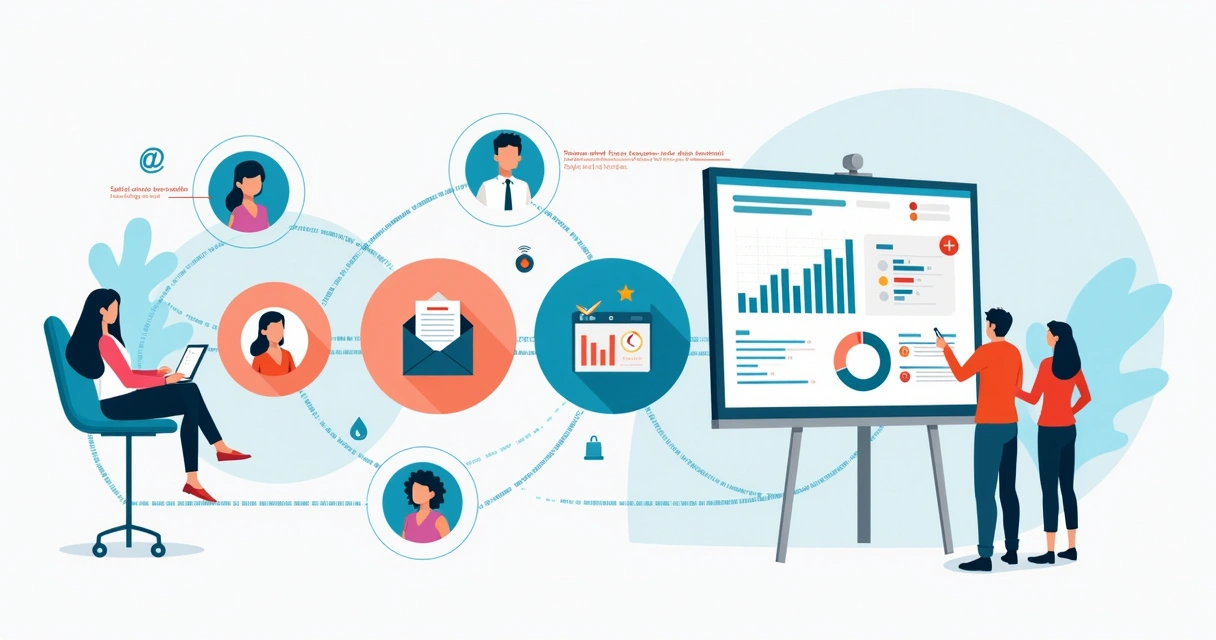 Ilustração de fluxo de dados comerciais automatizados por IA 