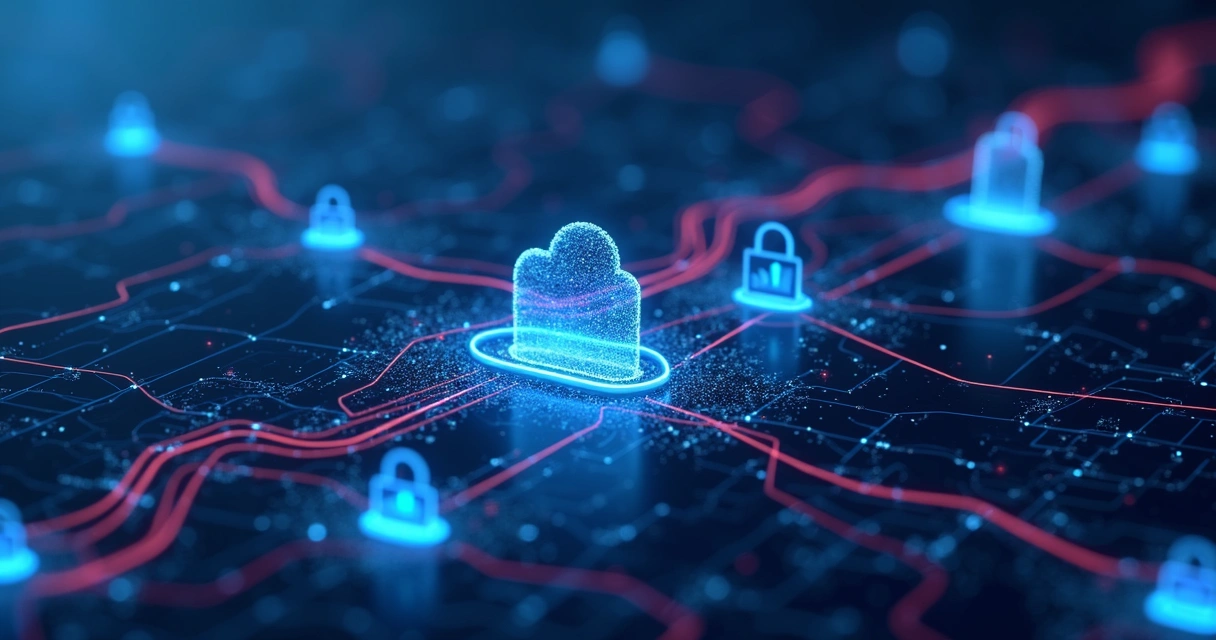 Fluxo de dados digitais conectando bases em nuvem e plataformas de análise 