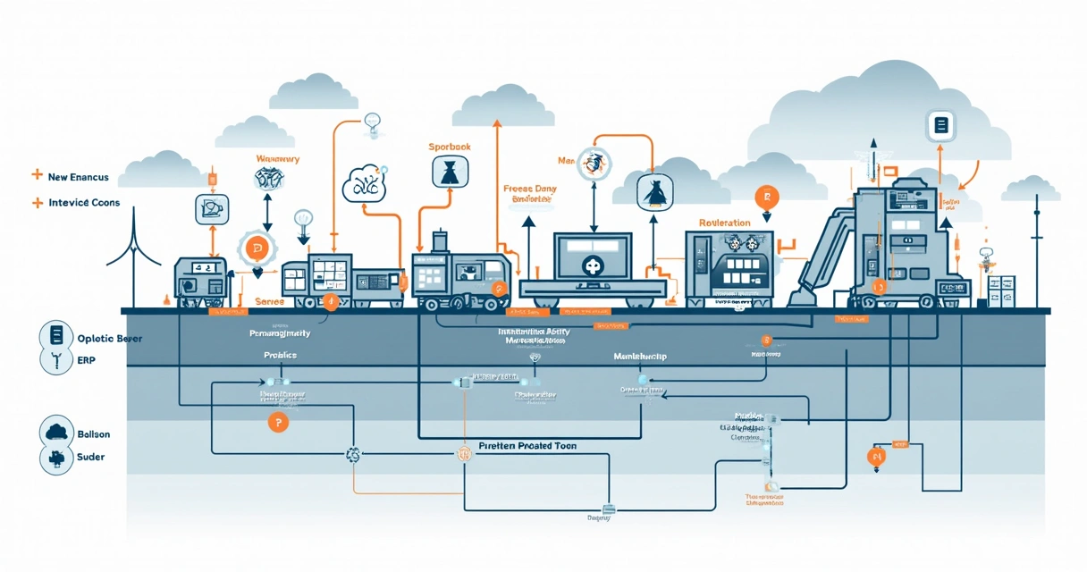 Fluxo visual de dados do chão de fábrica ao ERP em um esquema digital