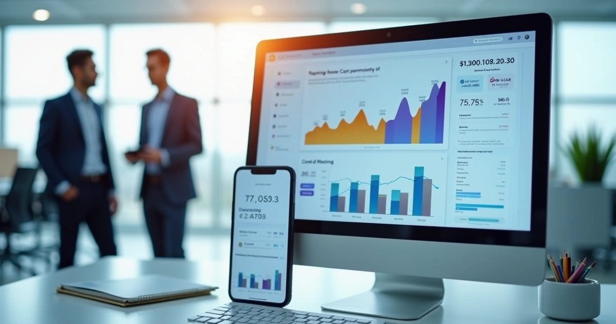 Tela de fluxo de caixa digital em computador e smartphone 