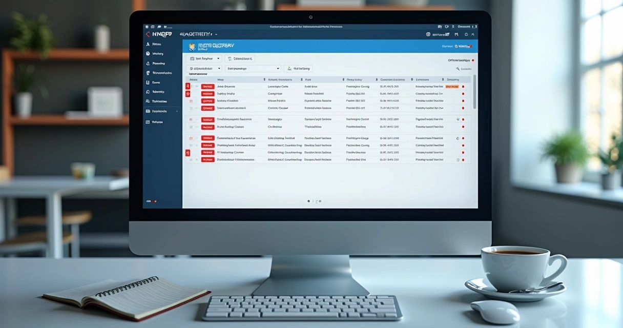 Tela de computador mostrando fluxo de trabalho de CRM com avisos de dados duplicados em interface moderna e limpa 