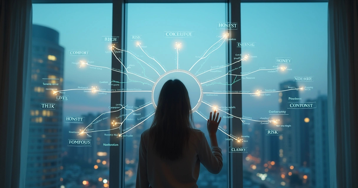 Pessoa diante de painel com caminhos de decisão iluminados 