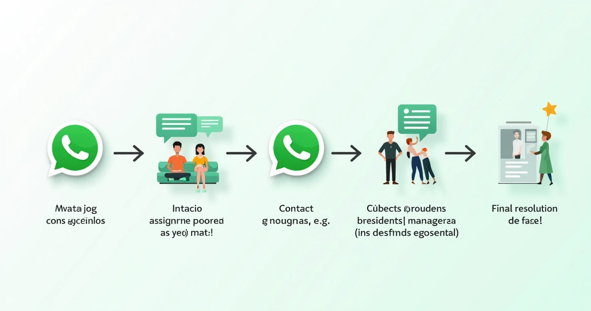 Fluxograma ilustrando etapas de atendimento com etiquetas e segmentos 