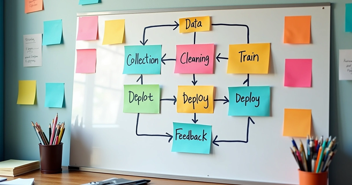 Fluxo visual das etapas do desenvolvimento de modelo de aprendizado de máquina 