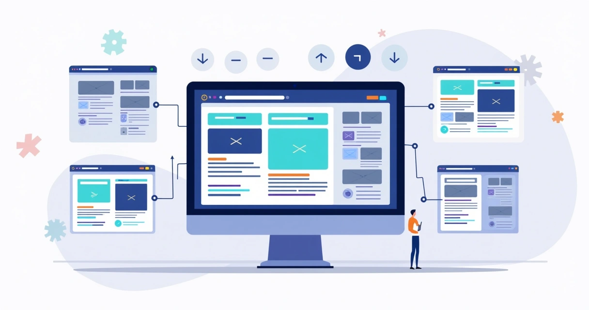 Fluxo visual de criação com IA para páginas web 