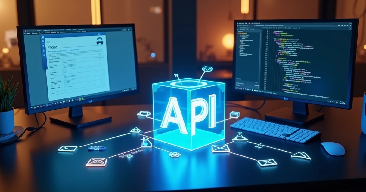 Diagrama realista de fluxo entre ERP e API de nota fiscal via endpoints 