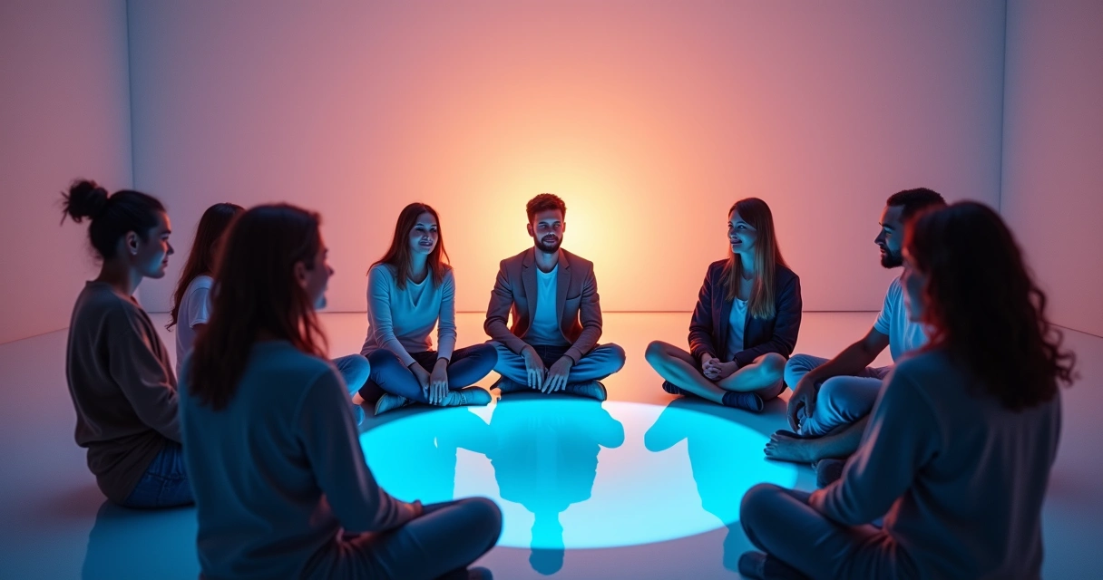 Representação visual do fluxo de energia em um ambiente coletivo. 