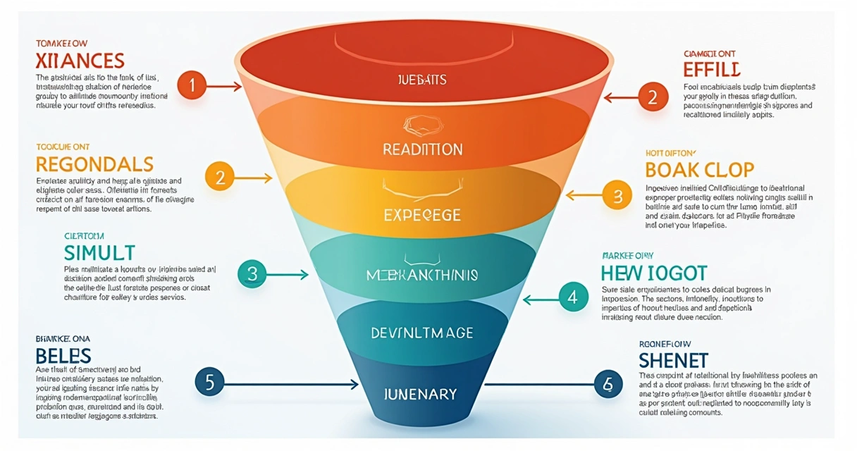 Fluxo visual das etapas do funil em agência, gráfico colorido com fases topo, meio e fundo