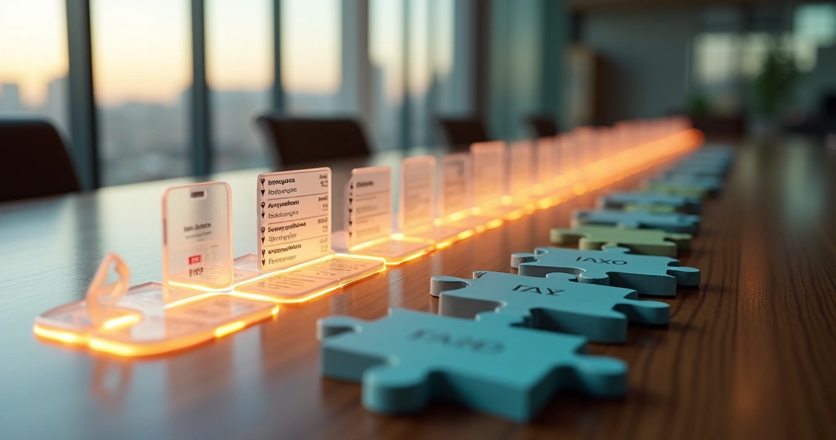 Linha de faturamento recorrente atravessando peças de quebra-cabeça tributário 