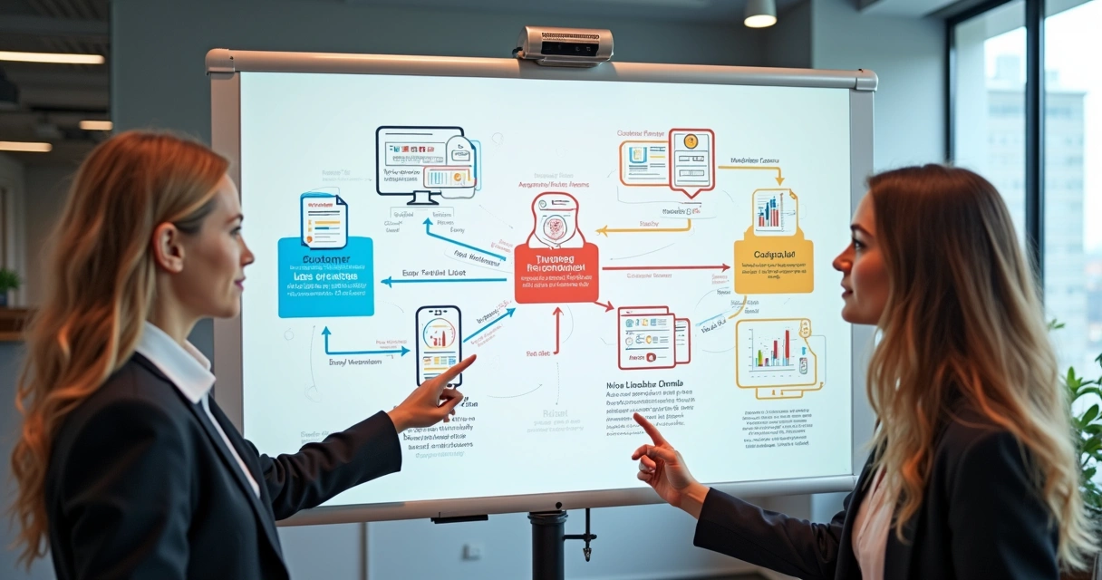 Fluxograma visual mostrando etapas de automação coletando feedback de clientes 