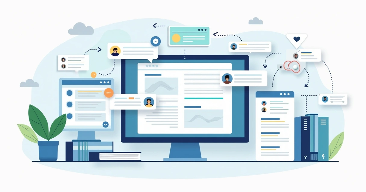 Fluxo visual de feedback web com tarefas e aprovações 