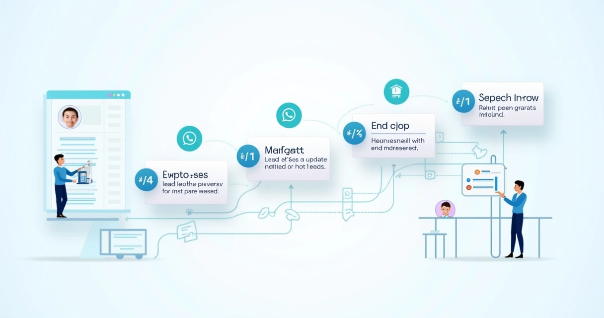 Exemplo visual de fluxo de follow-up automatizado por IA em um CRM imobiliário