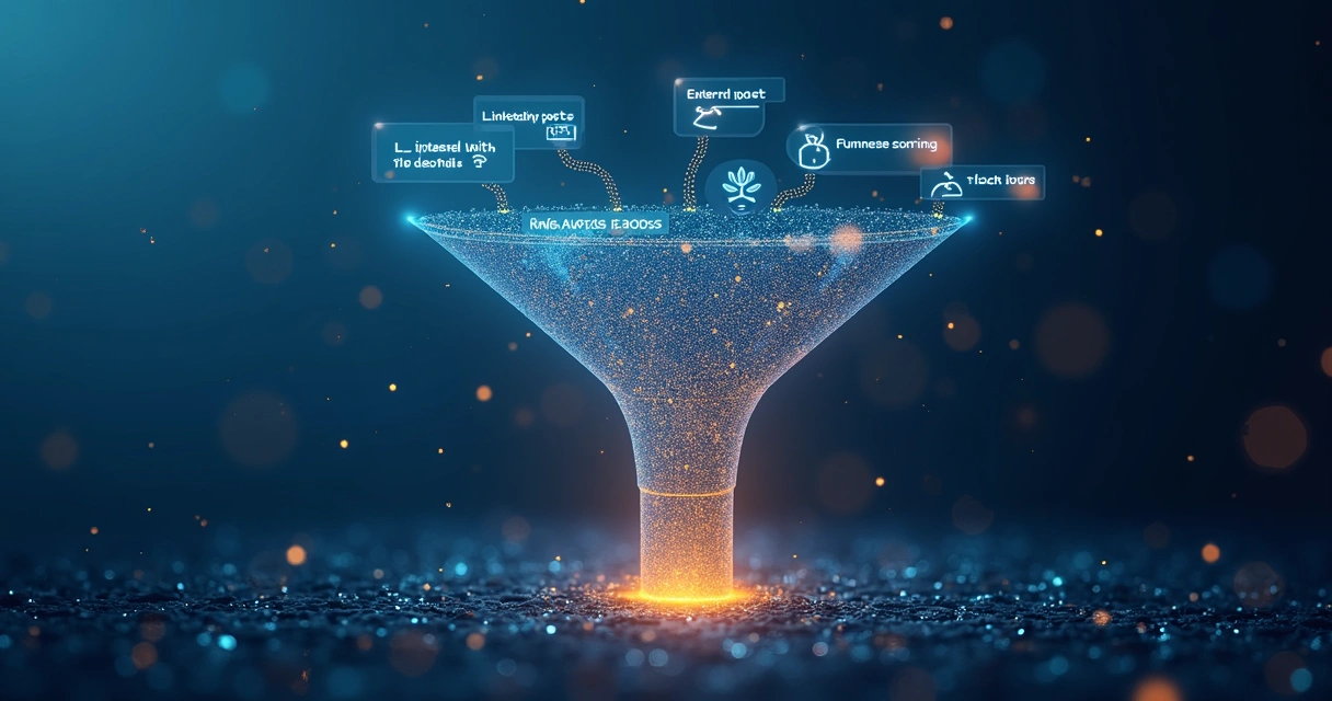 Fluxo digital de funil de leads orientado por IA para vendas B2B 