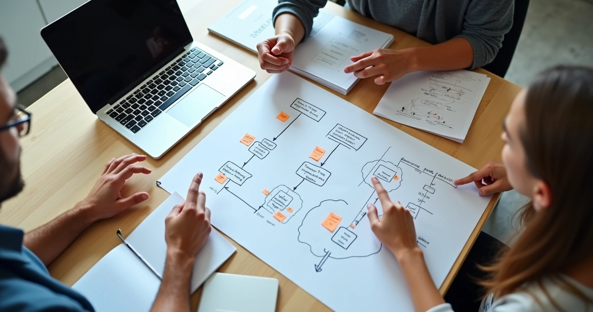 Fluxograma simples ilustrando integração de IA em pequena empresa 