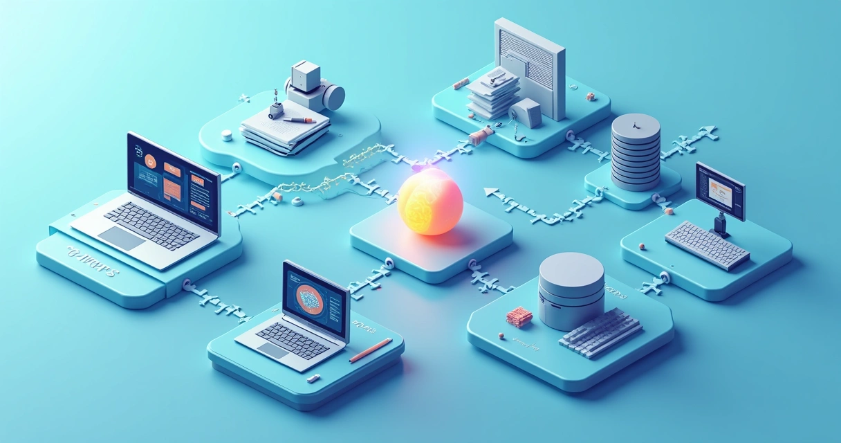 Diagrama de um fluxo de automação com IA