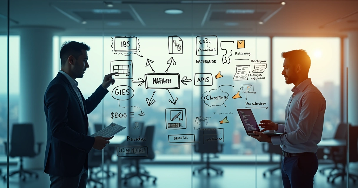 Diagrama estratégico de IBS e CBS em fluxo de notas fiscais de serviço com API 