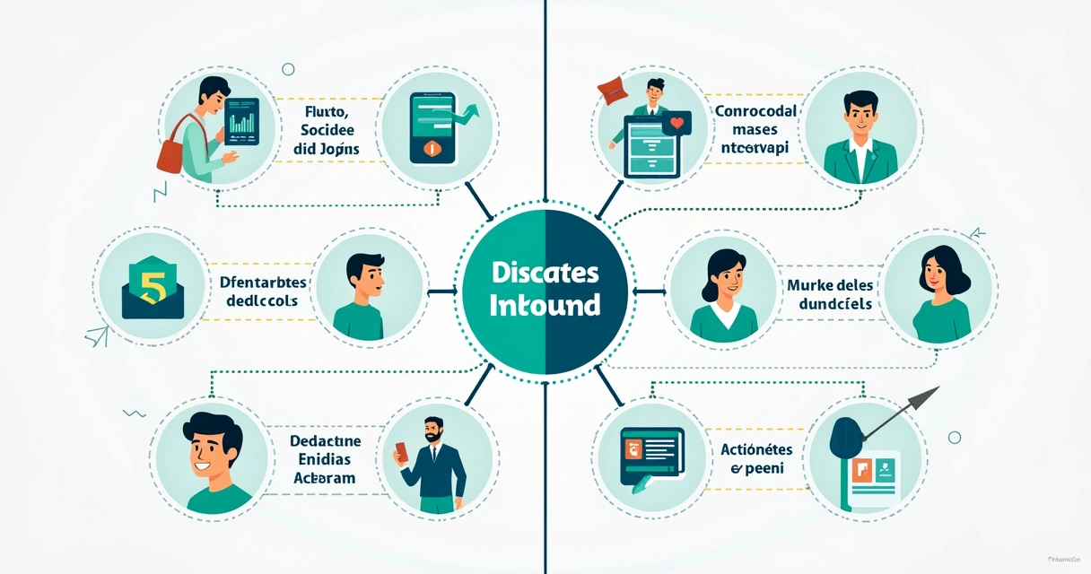 Infográfico de fluxo inbound e outbound com pessoas interagindo 