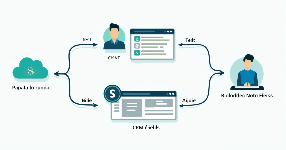 Erros comuns ao contratar software de prospecção B2B 4 Fluxograma indicando integração entre ferramentas de prospecção e CRM