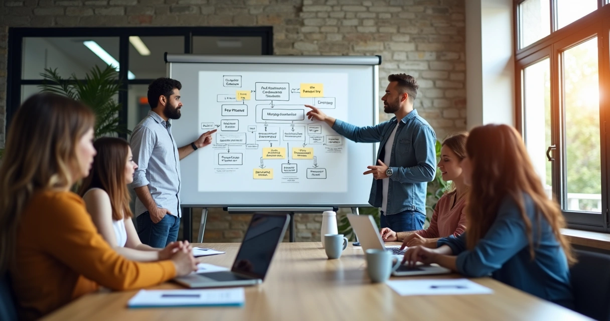 Equipe planejando integração da API Pix em escritório de tecnologia 