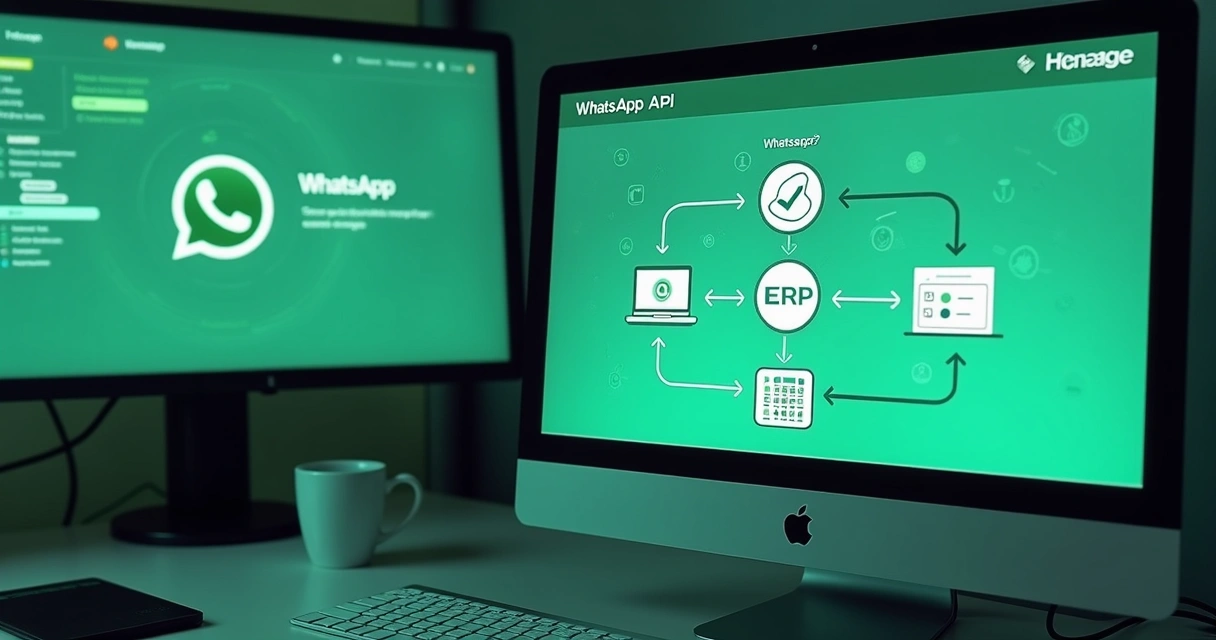 Fluxo visual de integração da API Oficial WhatsApp em um sistema corporativo 
