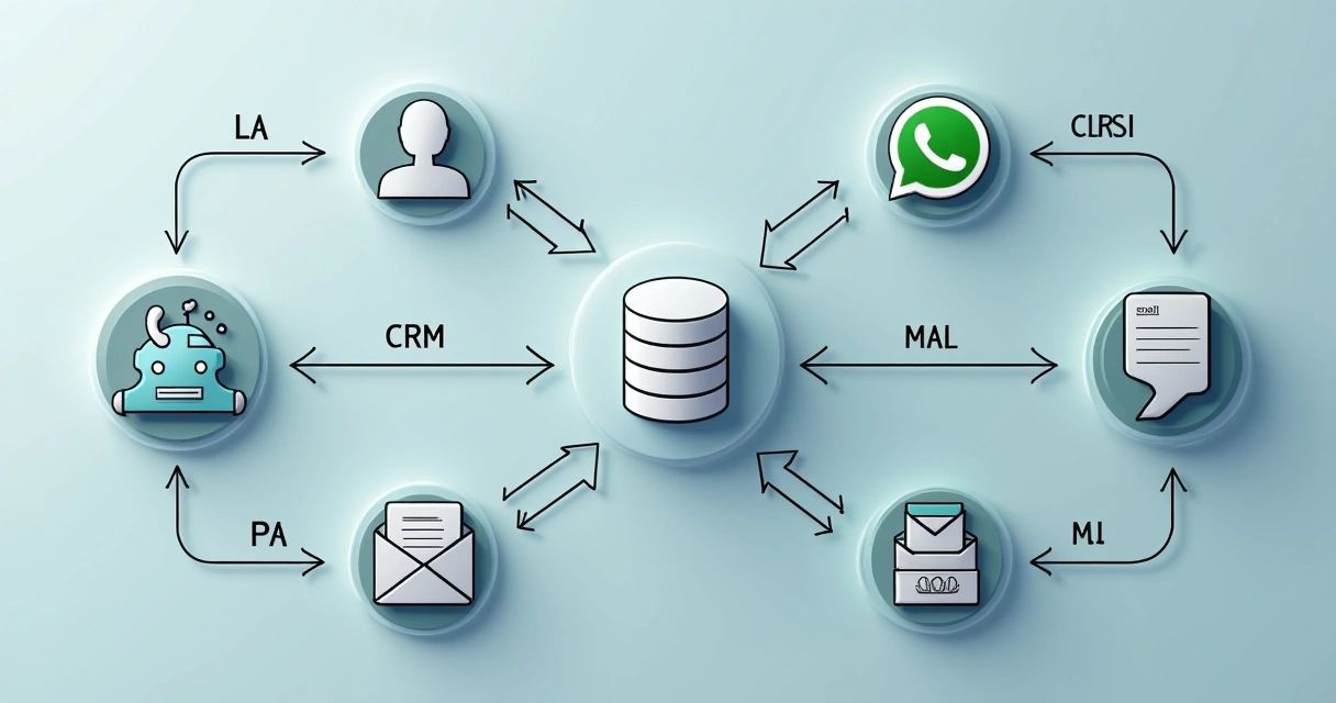 Fluxo desenhado com bot, CRM e notificações 