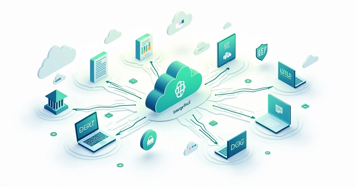 Fluxo de dados integrados da finanças à contabilidade. 