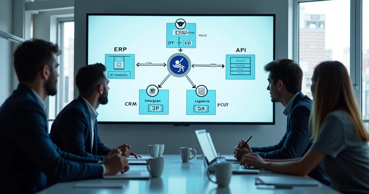 Diagrama de integração entre ERP, CRM e outros sistemas internos 