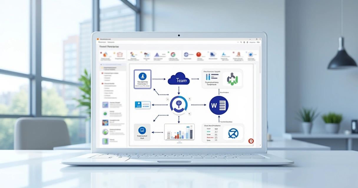 Fluxo de integração entre aplicativos Microsoft em dashboard 