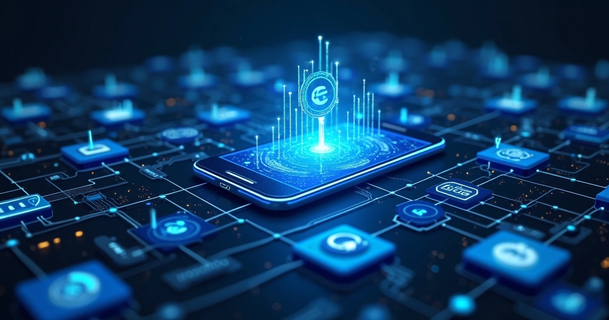 Fluxo visual de integração entre sistemas digitais com widgets 
