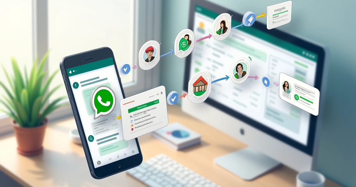 Fluxo visual de integração entre WhatsApp e CRM imobiliário