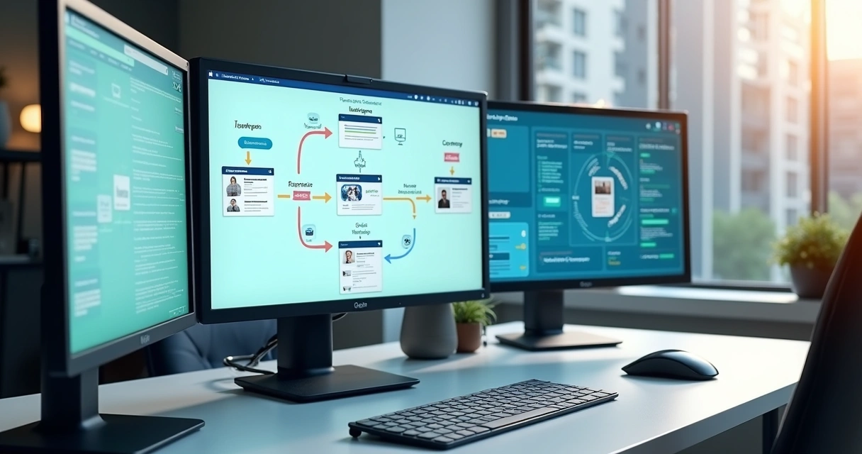 Fluxo integrado entre Instagram, site, e-mail e WhatsApp em painel comercial 