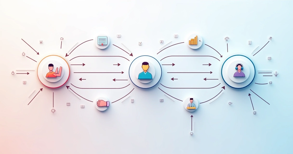 Fluxo visual de integração de processos entre vendas e customer success no CRM