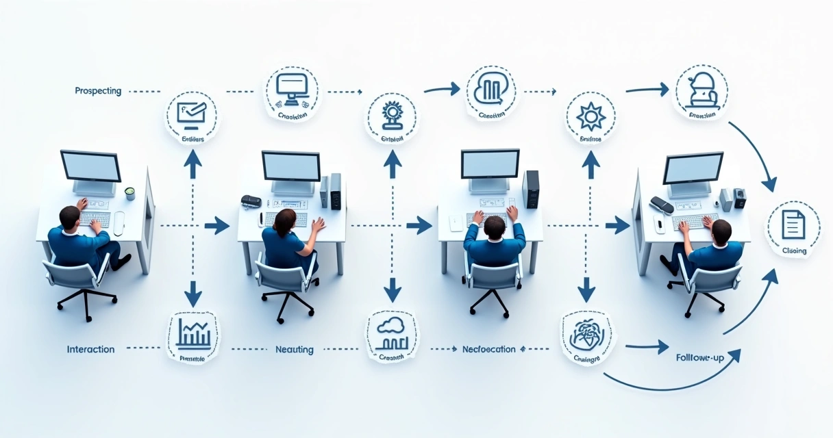 Fluxo integrado de vendas B2B detalhado